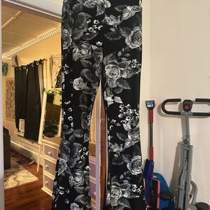 Floral Black and White Pants